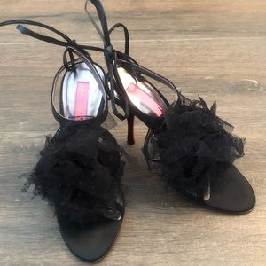 Betsy Johnson Black Lace Poof Heels